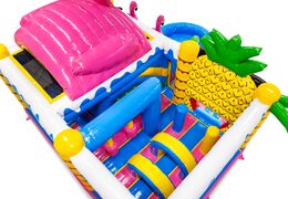 Binnenkant springkussen met bogen, pilaren en stootzakken te koop bij JB