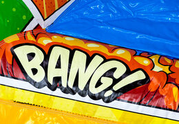 Comic stijl A-frame Super Comic springkussen luchtkussen voor kinderen, nu verkrijgbaar bij JB Inflatables