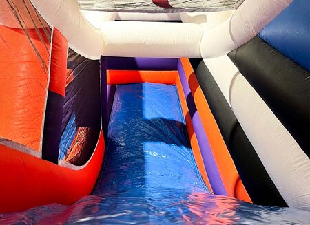 Opblaasbaar springpark oranje paars blauw 