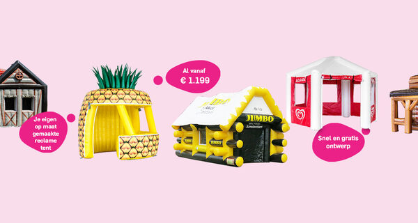 Maatwerk opblaasbare reclame tenten producten op aanvraag te koop bij JB