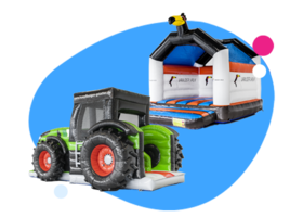 Foto van opblaasbare trekker en springkussen