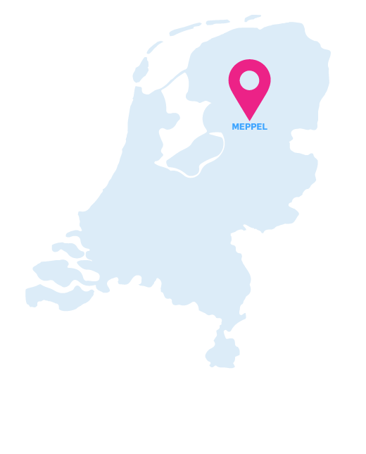 Landkaartje met locatie van JB Inflatables