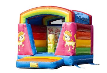 Klein springkussen overdekt kopen in thema unicorn voor kinderen. Bestel springkussens online bij JB Inflatables Nederland