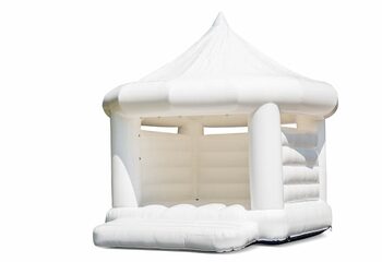 Standaard carrousel trouwkussen springkasteel in wit voor kinderen kopen. Bestel springkastelen online bij JB Inflatables Nederland