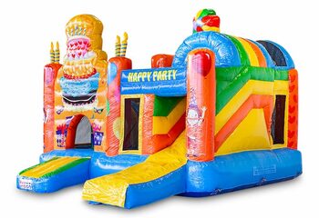 Overdekt opblaasbaar multiplay springkussen met glijbaan kopen in thema feest party voor kinderen. Bestel opblaasbare springkussens online at JB Inflatables Nederland