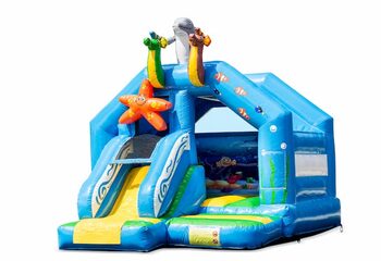 Opblaasbare slide combo springkussen te koop in seaworld thema voor kinderen. Bestel nu opblaasbare springkussens bij JB Inflatables Nederland