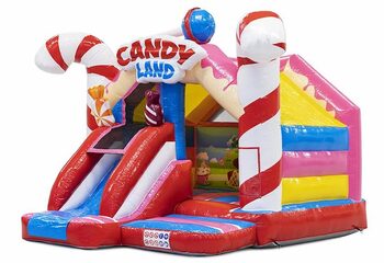 Slide combo opblaasbaar springkussen met glijbaan in candy thema te koop voor kinderen