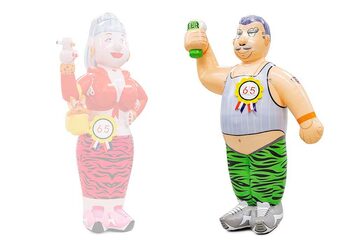 Opblaasbare Abraham ordinair pop met hemdje en bier in zijn hand kopen 