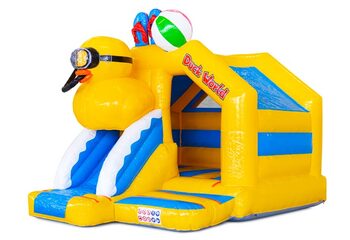 Opblaasbaar springkussen slide combo met glijbaan aan de voorkant in eenden thema te koop voor kinderen