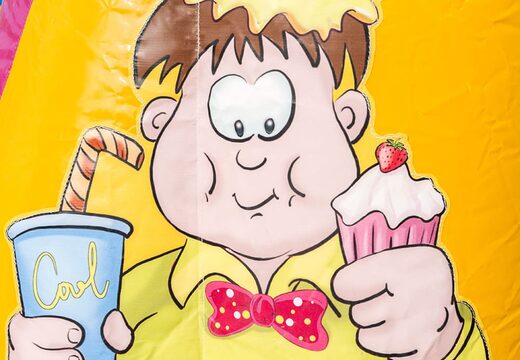 Klein open springkasteel te koop in het thema feest voor kinderen. Bestel springkastelen online bij JB Inflatables Nederland