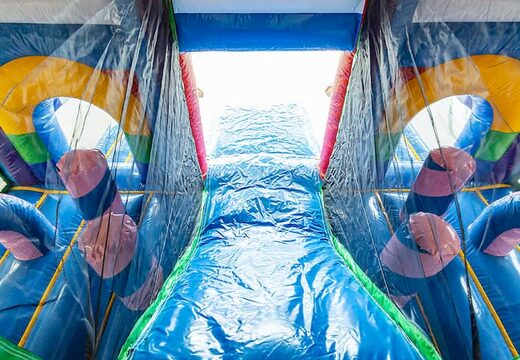 Springkussen in thema unicorn met een glijbaan en 3D objecten kopen voor kinderen. Bestel springkussens online bij JB Inflatables Nederland