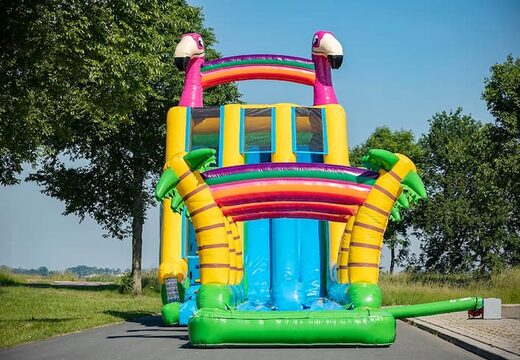 Koop Drop & Slide Jungle luchtkussen dubbele glijbaan voor kinderen. Bestel opblaasbare luchtkussens online bij JB Inflatables Nederland