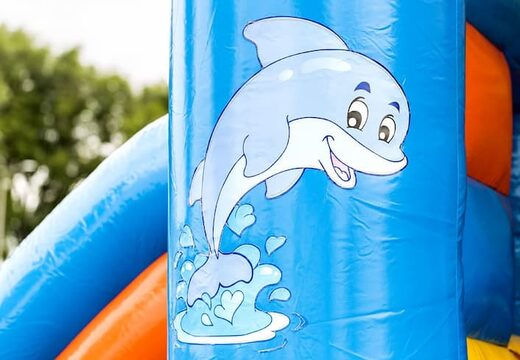 Midi opblaasbare overdekt multifun springkussen met glijbaan kopen in seaworld thema voor kinderen. Koop springkussens online bij JB Inflatables Nederland