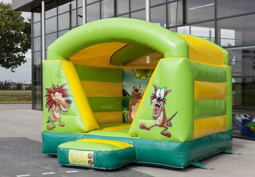 Klein overdekt springkussen met jungle thema te koop voor kids. Koop springkussens online bij JB Inflatables Nederland