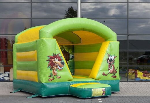 Klein overdekt springkussen te koop met jungle thema voor kids.  Koop springkussens online bij JB Inflatables Nederland