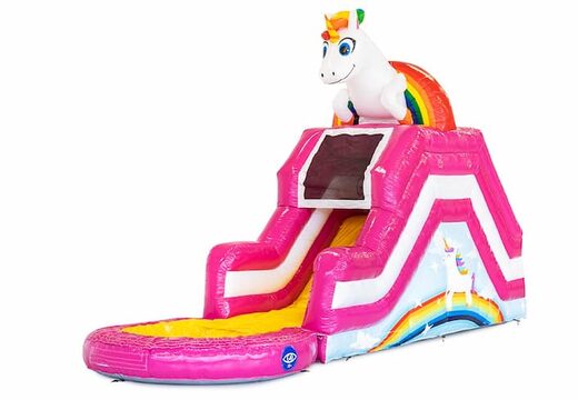 Bestel opblaasbaar waterglijbaan multiplay springkussen in thema unicorn met of zonder bad voor kinderen bij JB Inflatables Nederland. Koop springkussens online bij JB Inflatables Nederland