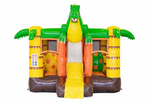 Opblaasbare mini multiplay springkussen te bestellen in dinosaurus thema met glijbaan voor kinderen. Koop springkussens met glijbaan bij JB Inflatables Nederland