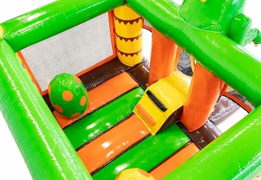 Bestel mini multiplay springkussen met glijbaan in thema dinosaurus voor kinderen. Koop opblaasbare springkussens online bij JB Inflatables Nederland