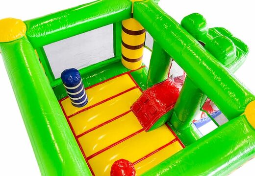 Mini multiplay opblaasbaar springkussen in krokodil thema met glijbaan te koop voor kinderen. Koop opblaasbare springkussens online bij JB Inflatables Nederland 