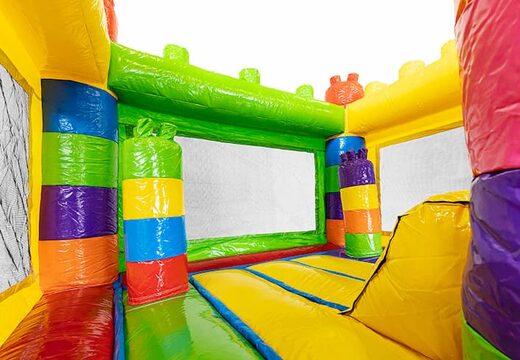 Bestel mini opblaasbare springkasteel met glijbaan in superblocks thema voor kinderen. Koop opblaasbare springkastelen bij JB Inflatables Nederland