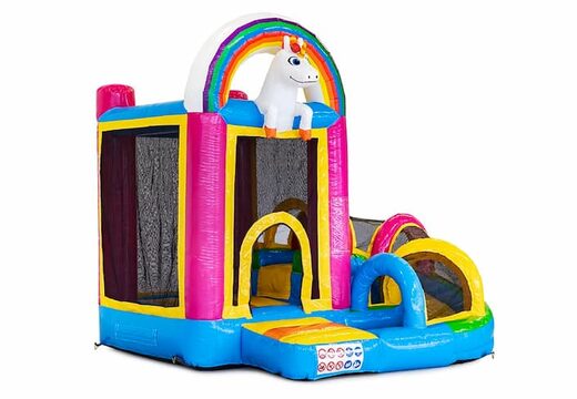 Mini opblaasbare multiplay springkasteel in unicorn thema te bestellen voor kinderen. Bestel opblaasbare springkastelen online at JB Inflatables Nederland