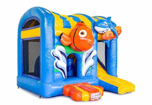 Mini opblaasbare multiplay springkasteel in seaworld thema te bestellen voor kinderen. Bestel opblaasbare springkastelen online at JB Inflatables Nederland