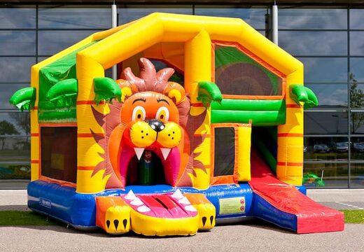 Medium opblaasbare multiplay springkasteel in leeuw thema te bestellen voor kinderen. Bestel opblaasbare springkastelen online at JB Inflatables Nederland