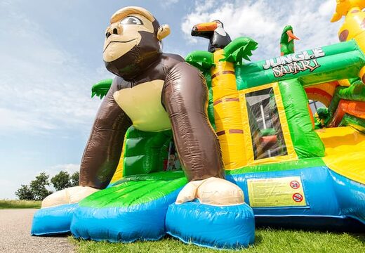Medium opblaasbare multiplay springkasteel in safari gorilla thema te bestellen voor kinderen. Bestel opblaasbare springkastelen online at JB Inflatables Nederland