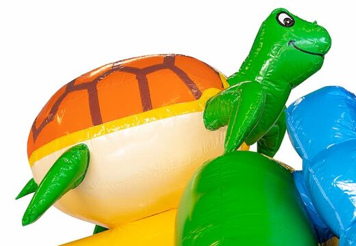 Slide combo opblaasbare luchtkussen te koop in hawaii thema voor kinderen. Bestel opblaasbare luchtkussens met glijbaan bij JB Inflatables Nederland