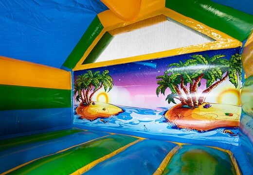 Koop opblaasbare slide combo hawaii springkussen voor kinderen. Opblaasbare springkussens met glijbaan te koop bij JB Inflatables Nederland