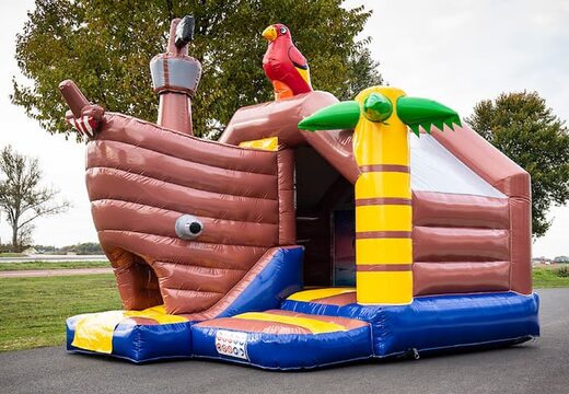 Koop opblaasbare slide combo springkasteel in piraat thema voor kinderen. Bestel opblaasbare springkastelen met glijbaan bij JB Inflatables Nederland