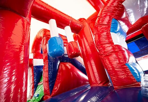 Springkussen in brandweer thema met een glijbaan bestellen voor kinderen. Koop opblaasbare springkussens online bij JB Inflatables Nederland