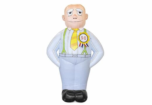 Opblaasbare Abraham pop getint blikvanger kopen voor 50 verjaardag jubilaris feest bij JB Inflatables