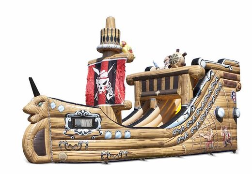 Piratenschip opblaasbare slide in een opvallende vorm met coole 3D-objecten en fullcolour prints voor uw kinderen kopen. Bestel opblaasbare glijbanen nu online bij JB Inflatables Nederland