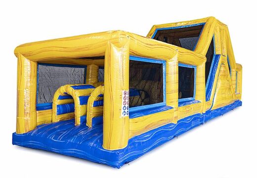 Hindernisbaan 13.5 meter lang in thema marble met passende 3D objecten voor kinderen kopen. Bestel opblaasbare stormbanen nu online bij JB Inflatables Nederland