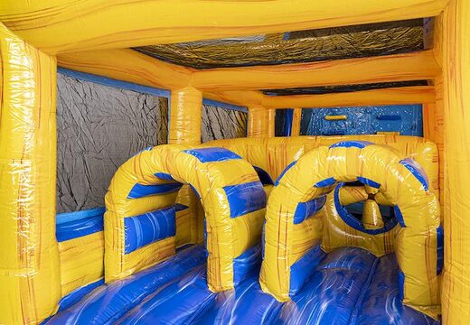 Bestel modulaire 13.5 meter lange stormbaan in marble thema met passende 3D objecten bestellen voor kinderen.  Koop opblaasbare stormbanen nu online bij JB Inflatables Nederland