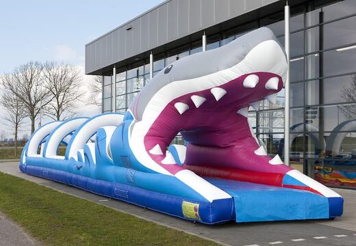 Opblaasbare 18meter buikschuifbaan in thema haai online bestellen voor uw kids. Koop opblaasbare buikschuifbanen nu online bij JB Inflatables Nederland