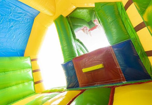 Opblaasbaar springkussen met glijbaan in de vorm van een krokodil kopen voor kinderen 