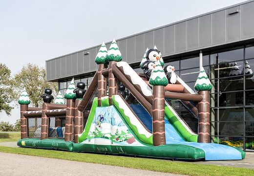 Winter run 17m stormbaan met 7 spelelementen en kleurrijke objecten voor kids bestellen. Koop opblaasbare stormbanen nu online bij JB Inflatables Nederland