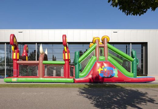 Unieke 17 meter brede stormbaan in cowboy thema bestellen voor kinderen. Koop opblaasbare stormbanen nu online bij JB Inflatables Nederland