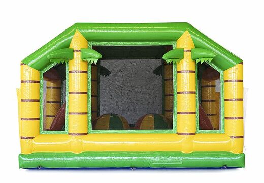 Stormbaan 19 meter lang in thema jungle met passende 3D objecten bestellen voor kids. Koop opblaasbare stormbanen nu online bij JB Inflatables Nederland