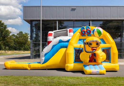 Opblaasbaar multiplay super springkussen in rubber duck thema geel voor kinderen kopen