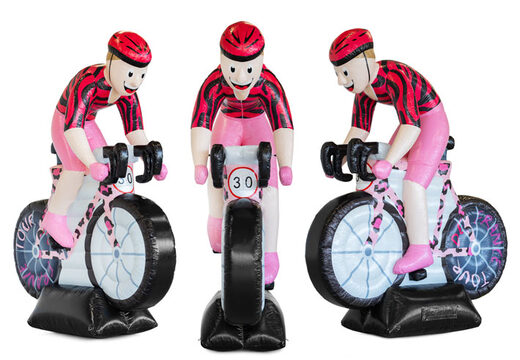 Opblaasbare pop Sarah wielrenster te koop voor jubileum