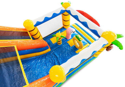 Springkasteel Multi Slide in Caribbean thema met glijbaan kopen voor kinderen. Bestel nu online opblaasbare springkastelen bij JB Inflatables Nederland