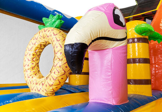 Koop opblaasbare Multi Slide Caribbean springkussen met glijbaan voor kinderen. Bestel opblaasbare springkussens nu online bij JB Inflatables Nederland 