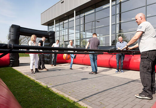 Zwart rode tafelvoetbal spel met unieke boardingschuifsysteem zonder bodem kopen voor kinderen.