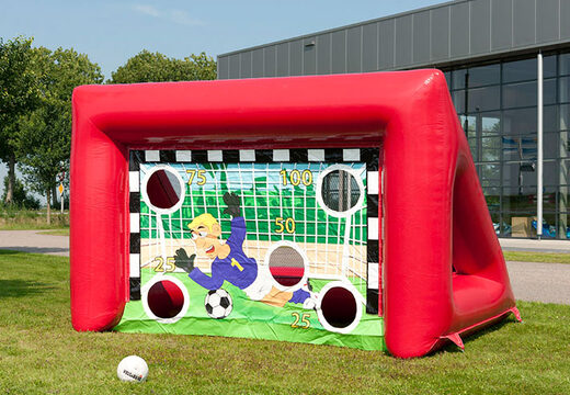 Opblaasbare rode voetbal goal in de afmeting als een zaalvoetbaldoel voor jong en oud bestellen. Koop opblaasbare voetbal goal nu online bij JB Inflatables Nederland