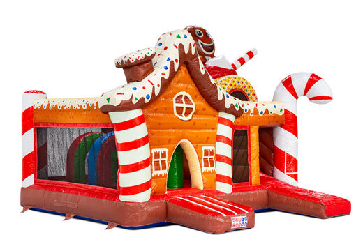Zijkant van springkasteel Multiplay Gingerhead gingerbread thema