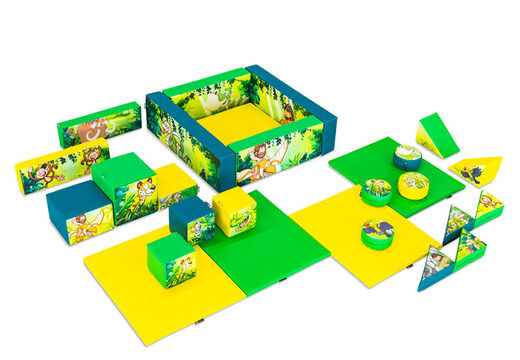 Softplay set XL Jungle Dino thema kleurrijke blokken om mee te spelen