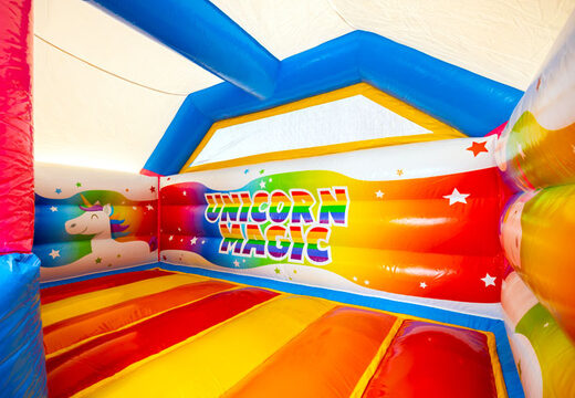 Overdekte springkussen Slide Combo Dubbelslide in thema unicorn online kopen JB